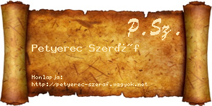 Petyerec Szeráf névjegykártya